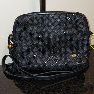Vtg Bally Checkered Patent & Matte Black Leather Crossbody VGVC!